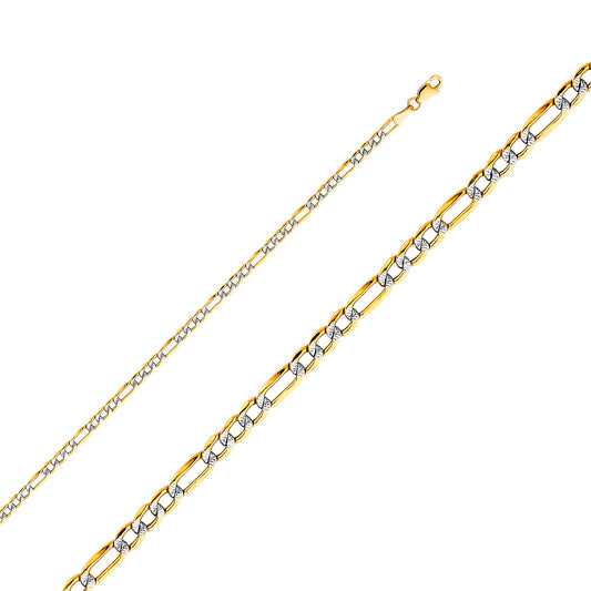 14KY 3.0mm Hollow Figaro 3+1 WP Chain