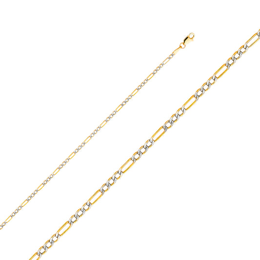 14KY 2.3mm Hollow Figaro 3+1 WP Chain