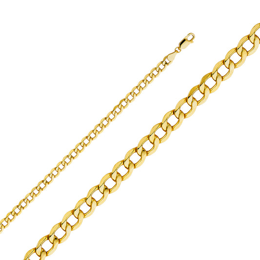 14KY 5.1mm Hollow Cuban Chain