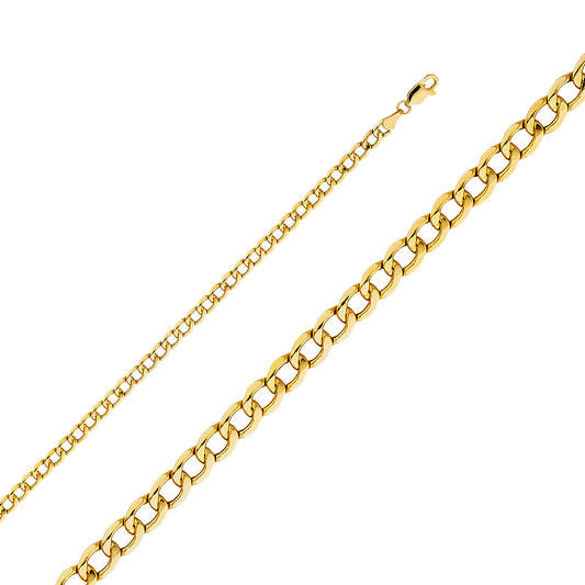 14KY 4.3mm Hollow Cuban Chain