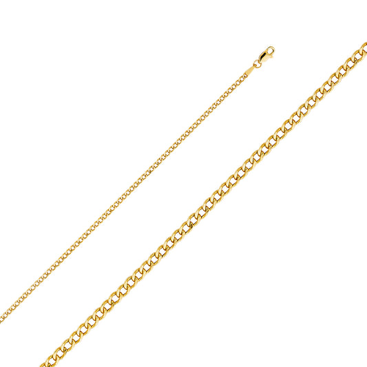 14KY 2.4mm Hollow Cuban Chain