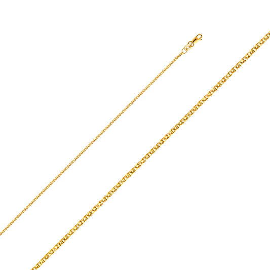 14KY 1.4mm Flat Open Wheat Chain