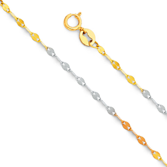 14K 3C 1.5mm Twisted Mirror Chain
