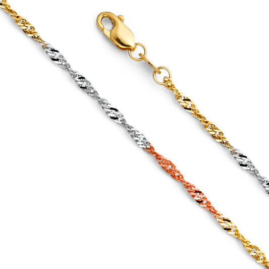14K 3C 1.5mm Singapore Chain