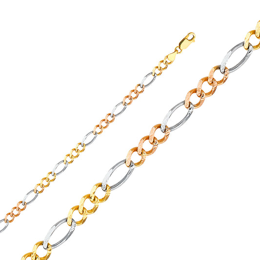 14K 3C 5.3mm Figaro 3+1 Concave Chain