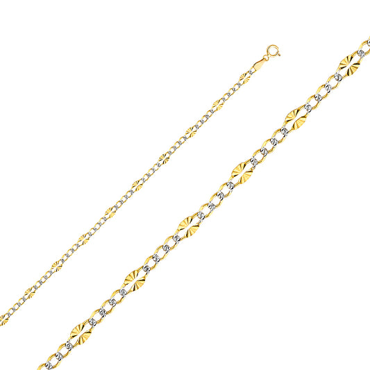 14KY 3.7mm Stamp Figaro 3+1 WP DC Chain