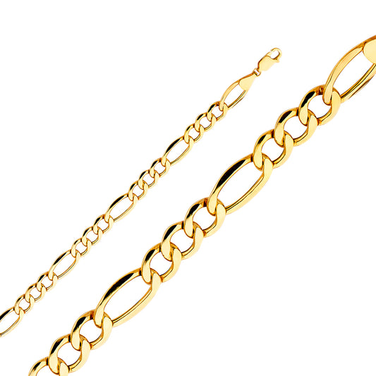 14KY 6.5mm Hollow Figaro 3+1 Bevel Chain