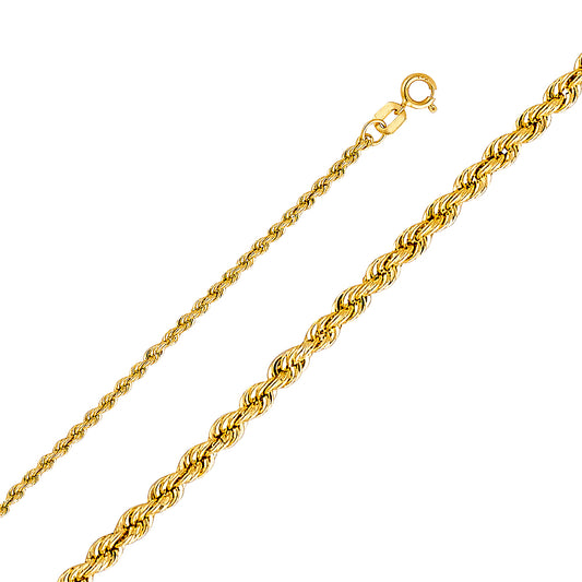 14KY 1.8mm Hollow Rope Chain