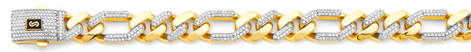 14K 2T 13.5mm Hollow Monaco Figaro 3+1 with CZ Link Chain
