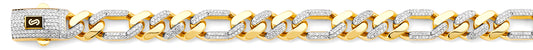 14K 2T 11.5mm Hollow Monaco Figaro 3+1 with CZ Link Chain