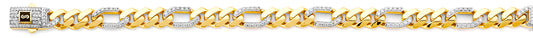14K 2T 8.0mm Hollow Monaco Figaro 3+1 with CZ Link Chain