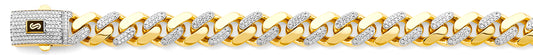 14K 2T 13.5mm Hollow Monaco Curb with CZ Link Chain