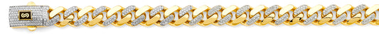 14K 2T 11.5mm Hollow Monaco Curb with CZ Link Chain