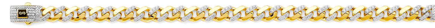 14K 2T 8.0mm Hollow Monaco Curb with CZ Link Chain