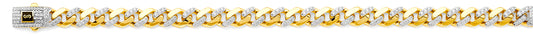 14K 2T 8.0mm Hollow Monaco Curb with CZ Link Chain