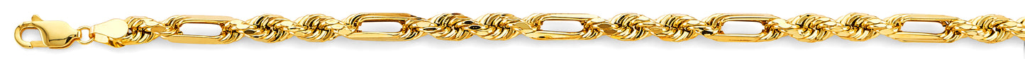 14KY 4.7mm Hollow Figaro Rope Chain