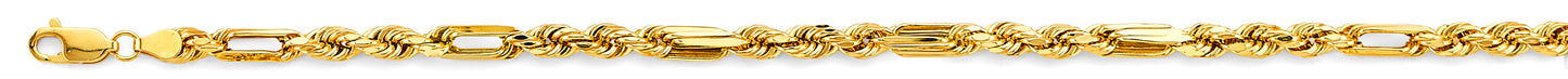 14KY 4.3mm Hollow Figaro Rope Chain