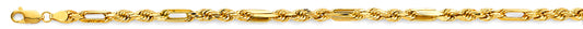 14KY 4.3mm Hollow Figaro Rope Chain