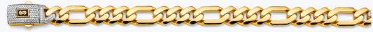 14K 2T 11.5mm Hollow Monaco Figaro 3+1 with CZ Lock Chain