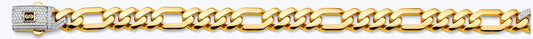 14K 2T 9.5mm Hollow Monaco Figaro 3+1 with CZ Lock Chain