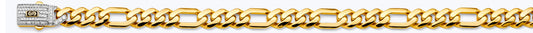 14K 2T 8.0mm Hollow Monaco Figaro 3+1 with CZ Lock Chain