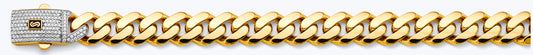 14K 2T 13.5mm Hollow Monaco Curb with CZ Lock Chain