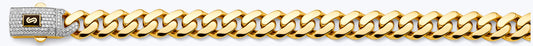 14K 2T 11.5mm Hollow Monaco Curb with CZ Lock Chain