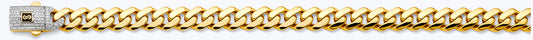 14K 2T 9.5mm Hollow Monaco Curb with CZ Lock Chain