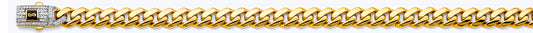 14K 2T 8.0mm Hollow Monaco Curb with CZ Lock Chain