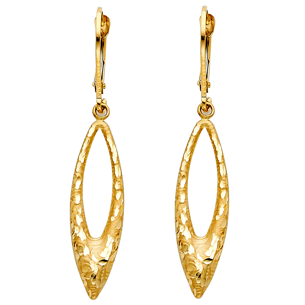 14KY Fancy Hollow Earrings with Lever Back