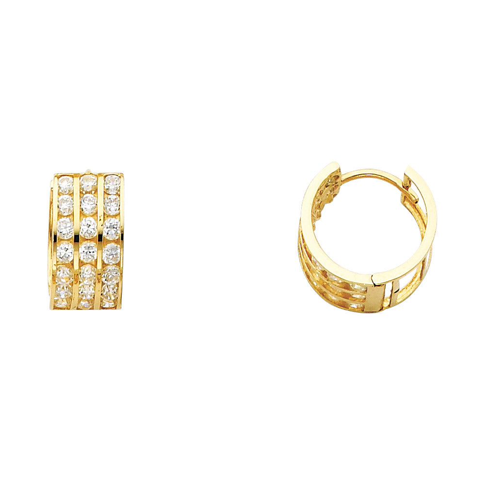 14KY Triple CZ Huggies Earrings