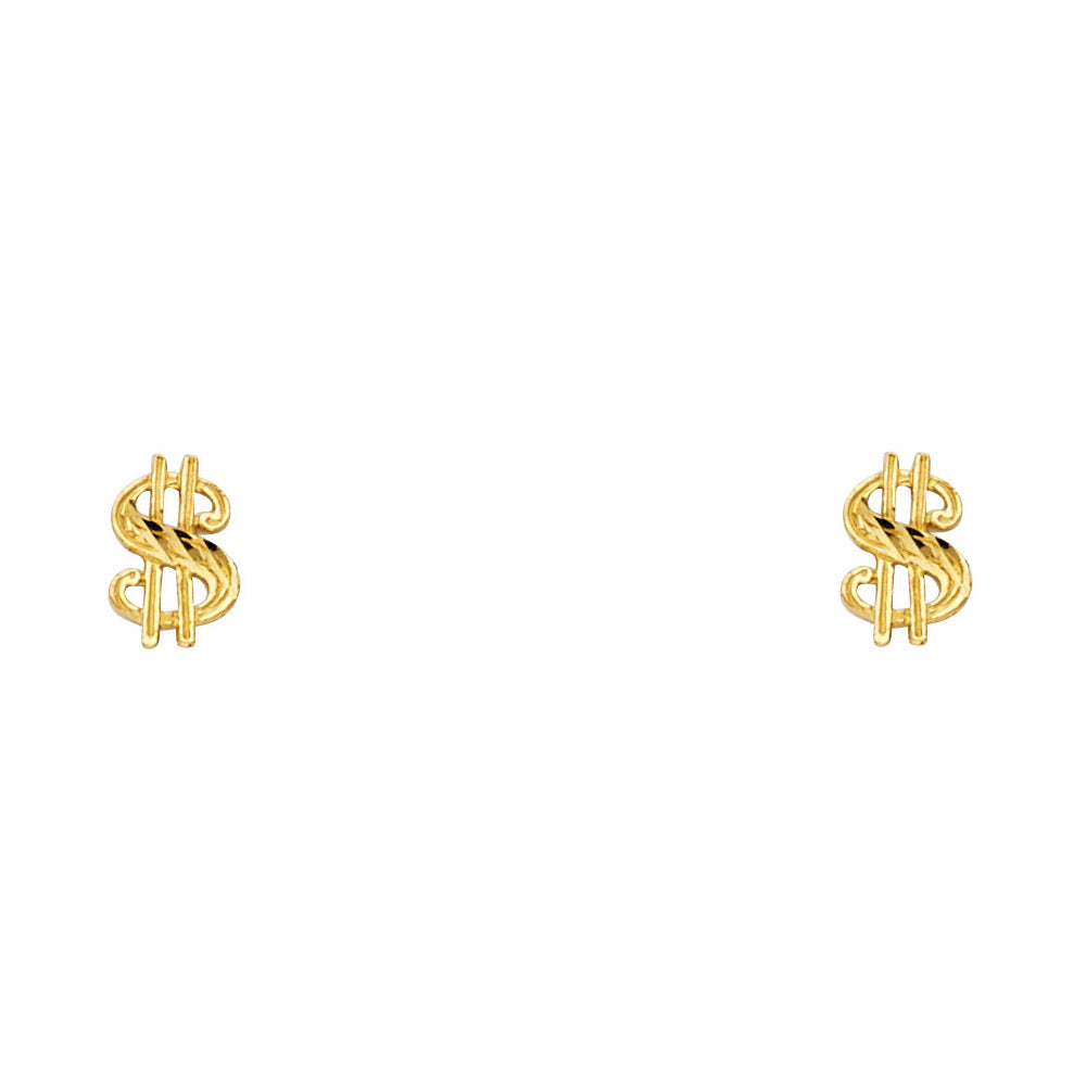 14KY Small $ Money Symbol Post Earrings