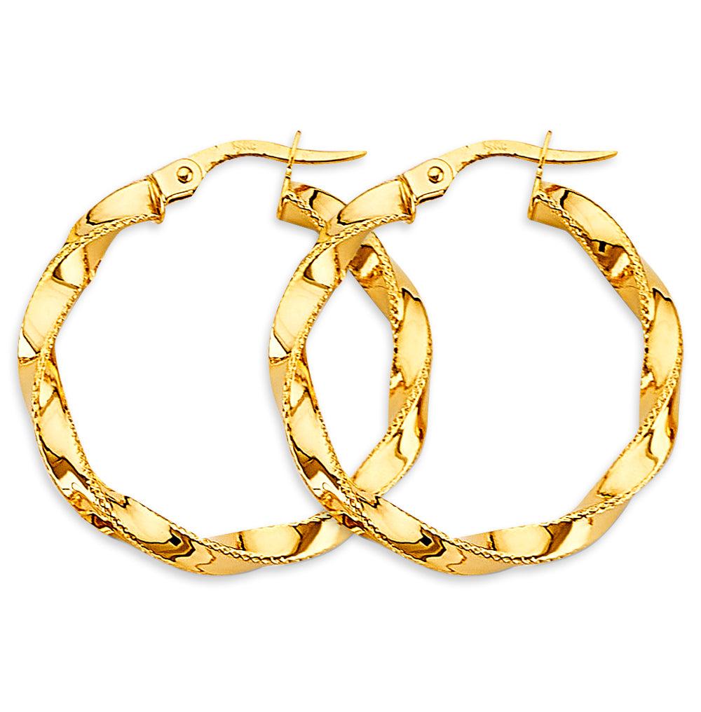 14KY 2.8mm Twisted Hoop Earrings