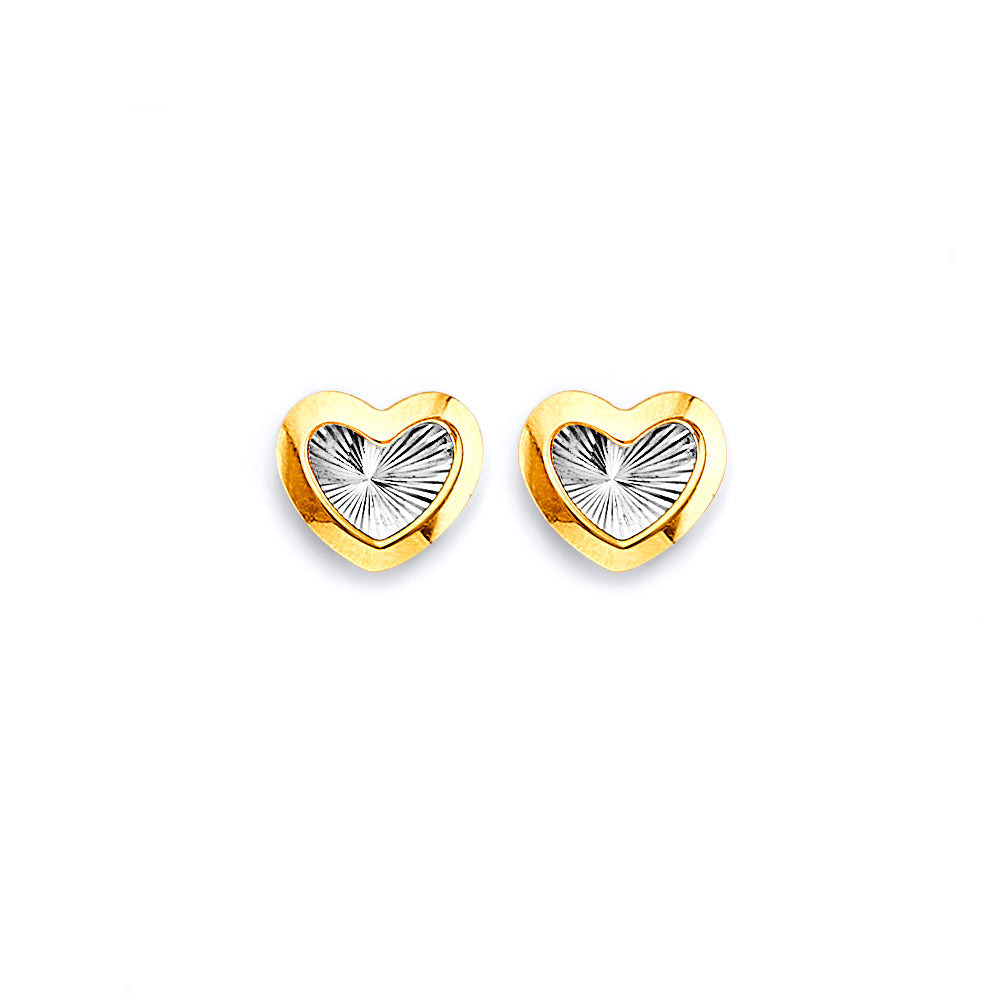 14K 2T DC Heart Push-Back Earrings