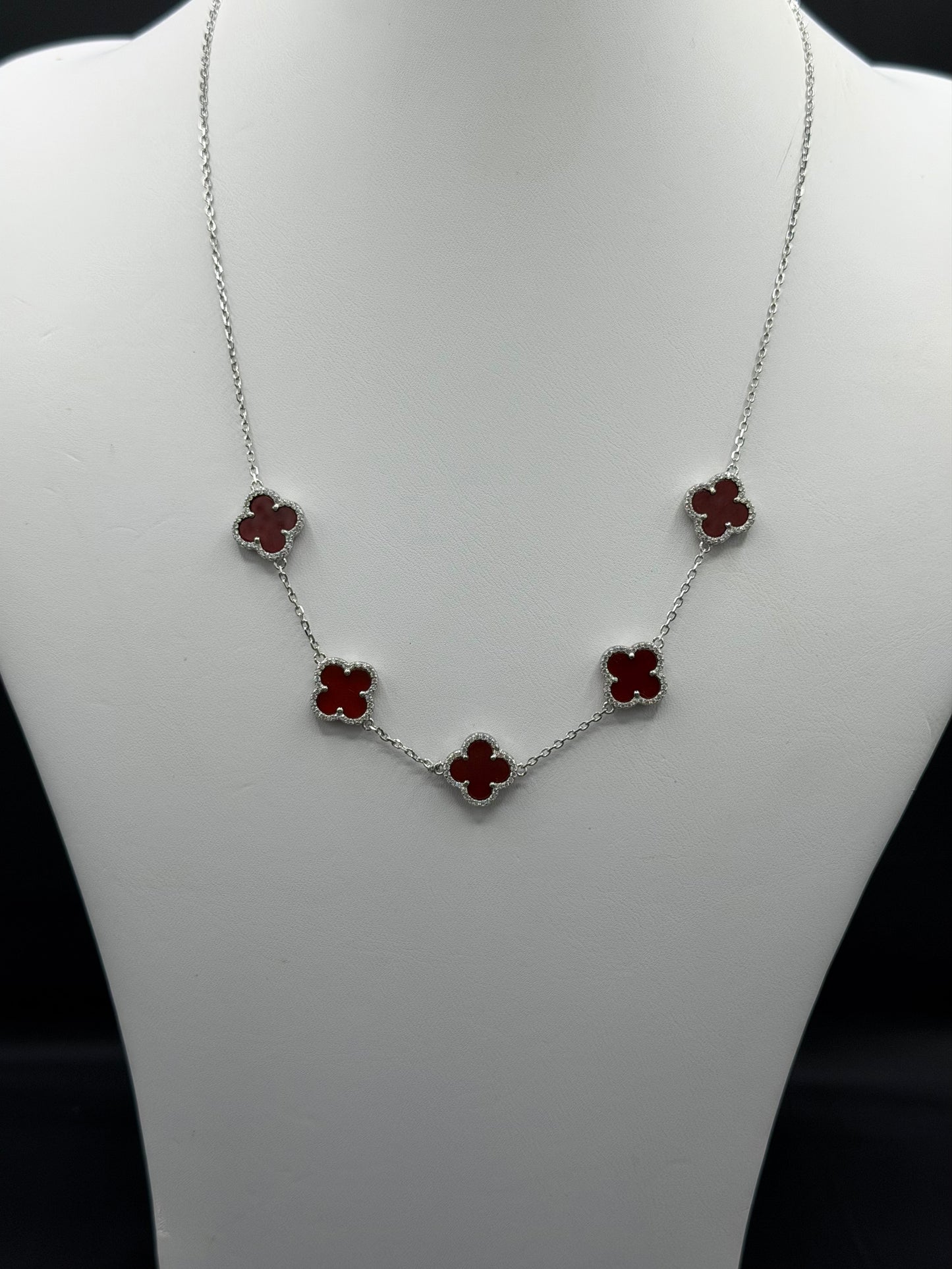 Red Clover Sterling Silver Necklace