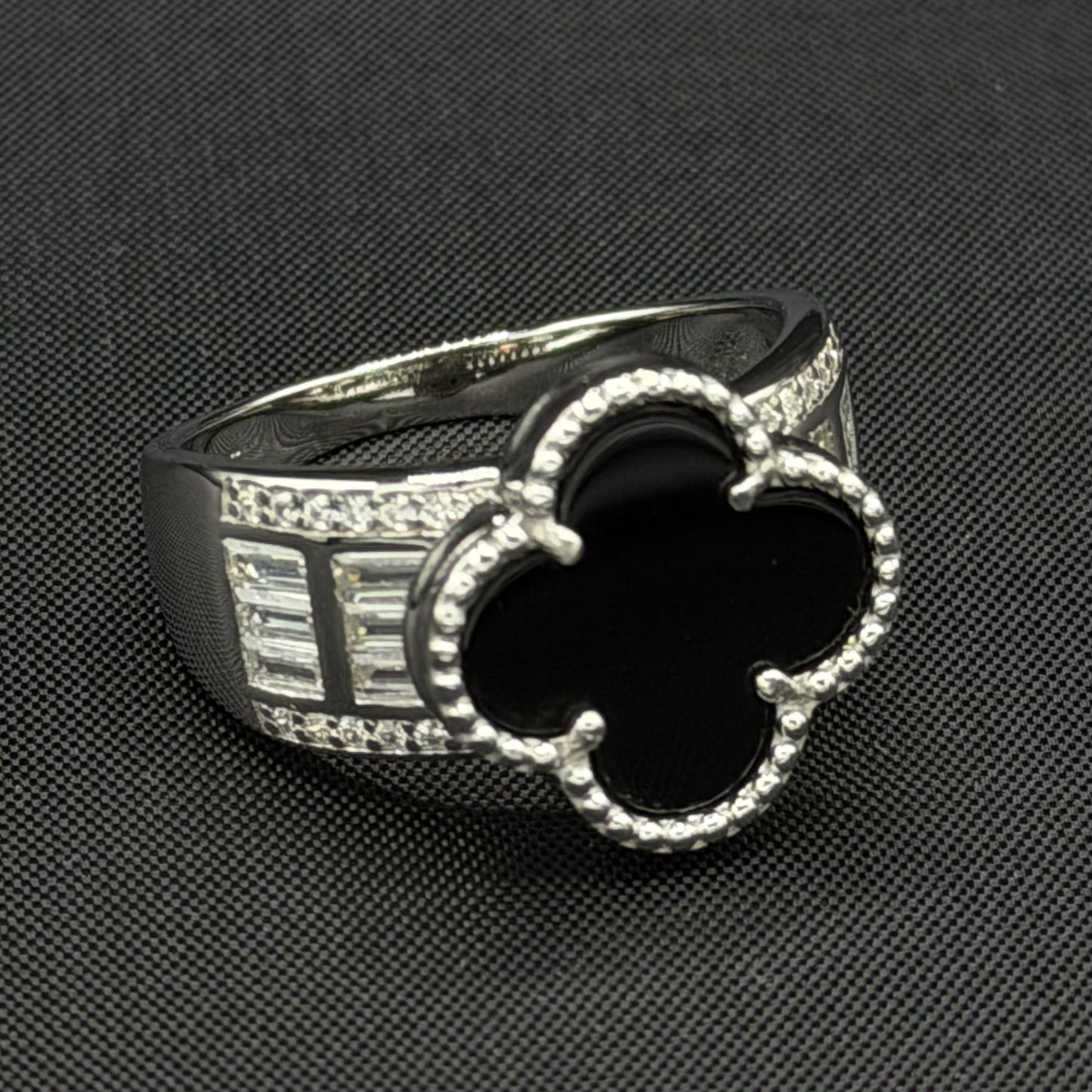 Black Sterling Silver Clover Ring