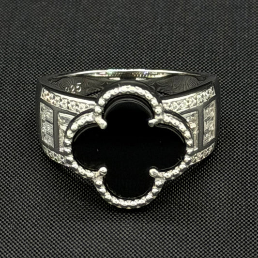 Black Sterling Silver Clover Ring