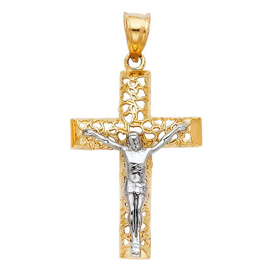 14K 2T Cut Out Crucifix Pendant