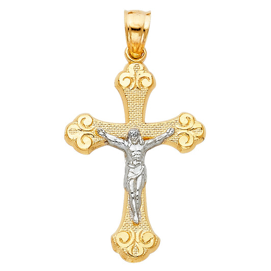 14K 2T Crucifix Pendant