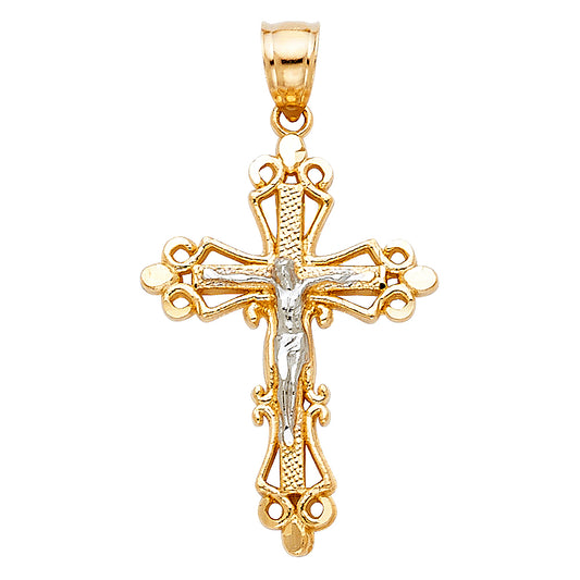 14K 2T Fancy Crucifix Pendant