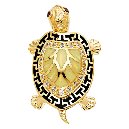 14KY Glow in the Dark Turtle Pendant
