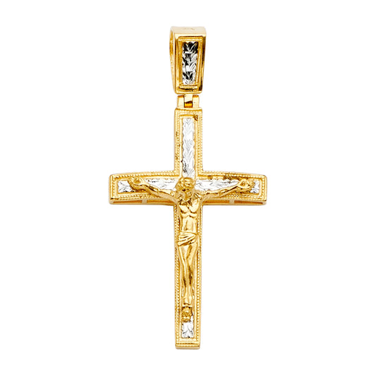 14K 2T Crucifix Cross Pendant