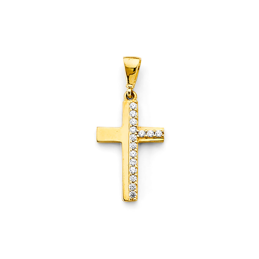 14KY CZ Cross Pendant