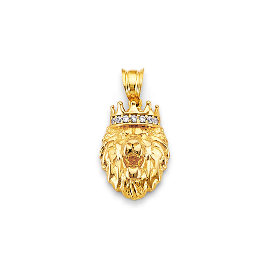 14KY CZ Small Lion Face Pendant